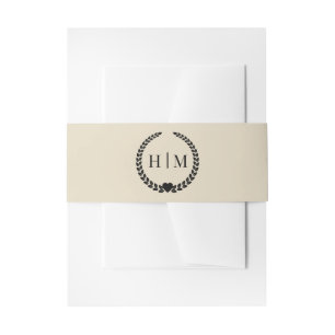Einfaches minimalist Champagner-Creme-Monogramm Einladungsbanderole