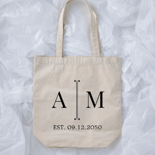 Einfaches minimalist Monogramm Hochzeitswillkommen Tragetasche