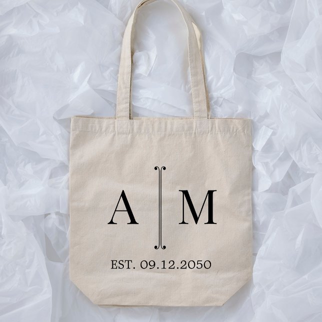 Einfaches minimalist Monogramm Hochzeitswillkommen Tragetasche (Von Creator hochgeladen)