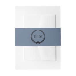 Einfaches minimalist Schieferblau-Monogramm Einladungsbanderole