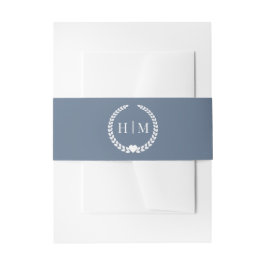 Einfaches minimalist Schieferblau-Monogramm Einladungsbanderole