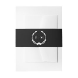 Einfaches minimalist schwarzes und weißes Monogram Einladungsbanderole
