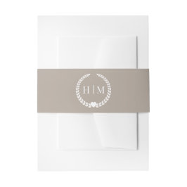 Einfaches minimalist Taupe-Leinen braunes Monogram Einladungsbanderole
