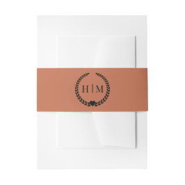 Einfaches minimalist Terrakotta-Ton-Monogramm Einladungsbanderole