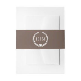 Einfaches minimalist warm-mocha-braunes Monogramm Einladungsbanderole