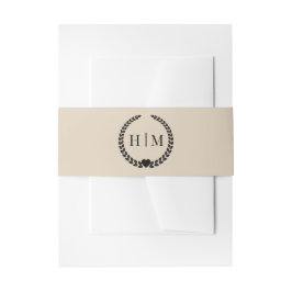 Einfaches minimalist warmes Sand-Monogramm Einladungsbanderole