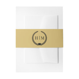 Einfaches minimalist weiches Gold-Monogramm Einladungsbanderole