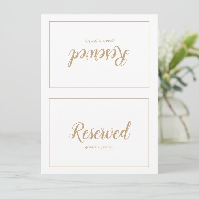 Einfaches Minimalistisch|Gold Frame Wedding Reserv (Stehend Vorderseite)