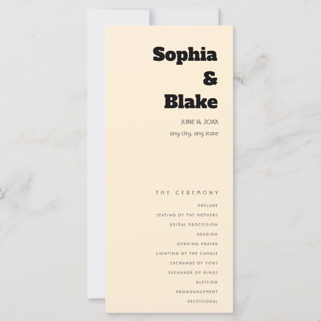 Einfaches Minimalistisch-Light-Orange-Hochzeitspro (Vorderseite)