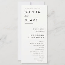 Einfaches Minimalistisch-off-White-Wedding-Program