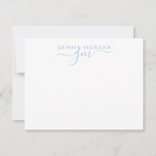 Einfaches Minimalistisch Pastel Blue Name Script Mitteilungskarte