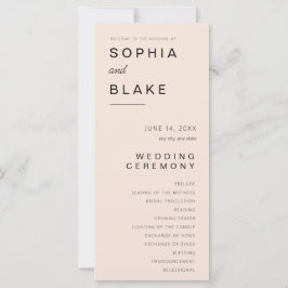 Einfaches Minimalistisch-Pink-Creme-Hochzeitsprogr