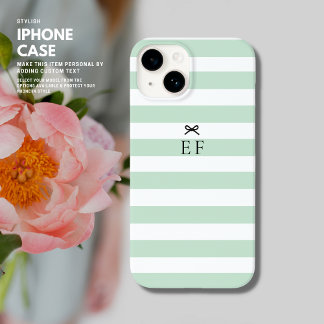 Einfaches Minimalistisch-Sage-Green Strip-Bow-Mono iPhone 14 Hülle