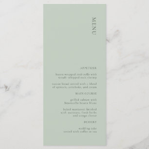 Einfaches Minimalistisch Sage Wedding Menu Menükarte