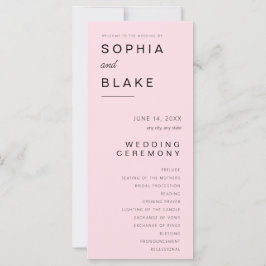 Einfaches Minimalistisch-Soft-Pink-Hochzeitsprogra