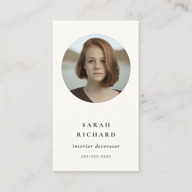 Einfaches Minimalistisches Berufliches Foto Visitenkarte (Vorderseite)