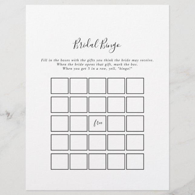 Einfaches Minimalistisches Bingo-Spiel (Vorderseite)