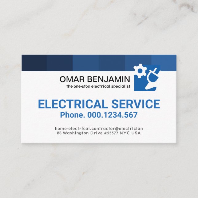 Einfaches Minimalistisches Blue Stripes-Elektroger Visitenkarte (Vorderseite)