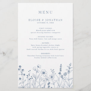 Einfaches Minimalistisches Blue Wildblume Wedding