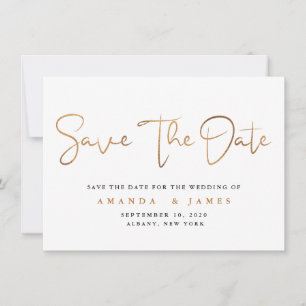 Einfaches Minimalistisches Cooper-Gold-Script Save The Date