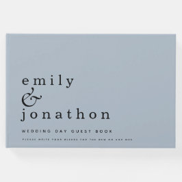 Einfaches Minimalistisches Dusty Blue Wedding Gäst Gästebuch