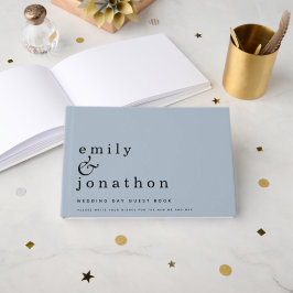 Einfaches Minimalistisches Dusty Blue Wedding Gäst Gästebuch