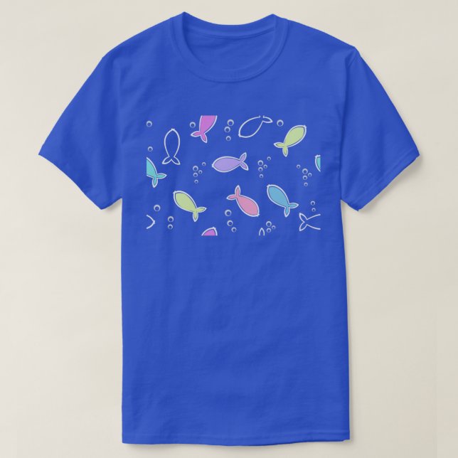 Einfaches minimalistisches Fischmuster T-Shirt (Design vorne)