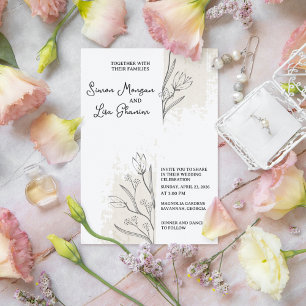Einfaches minimalistisches florales Hochzeitsdesig Einladung