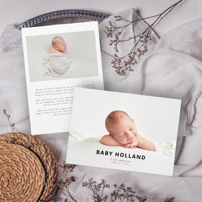 Einfaches Minimalistisches Foto Baby Ankündigung (Von Creator hochgeladen)