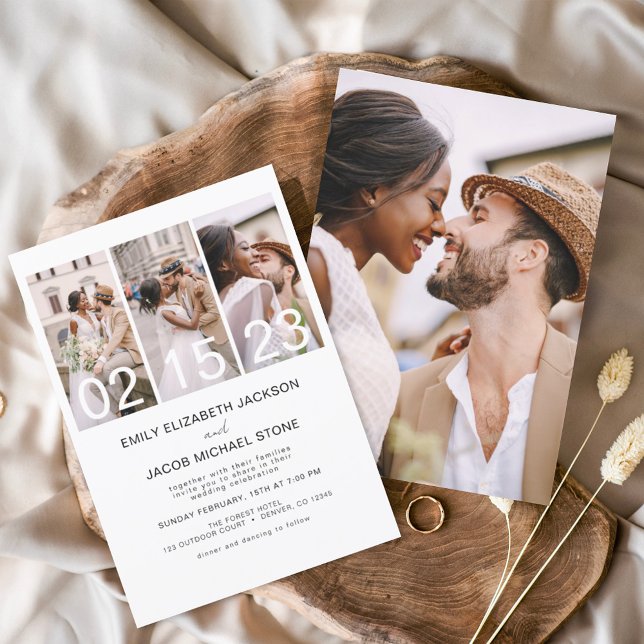 Einfaches Minimalistisches Foto Elegante White Wed Einladung (Von Creator hochgeladen)