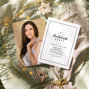Einfaches Minimalistisches Foto Frame Junggeselinn Einladung