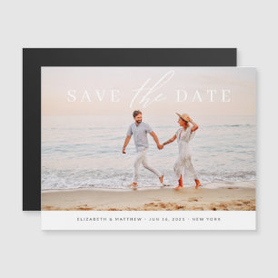 Einfaches Minimalistisches Foto Hochzeit speichern Magneteinladung