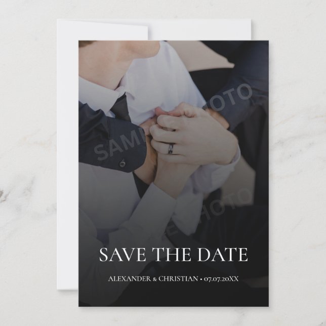 Einfaches Minimalistisches Foto mit QR-Code-Hochze Save The Date (Vorderseite)