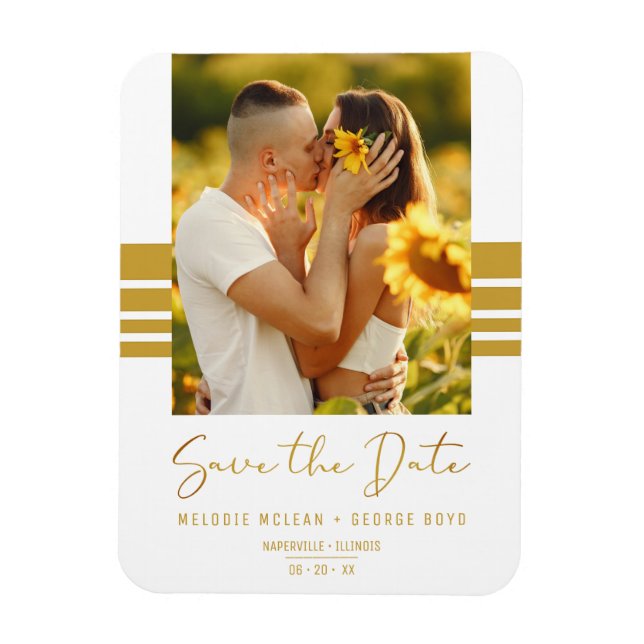 Einfaches Minimalistisches Foto Neu Verlobt Magnet (Vertikal)