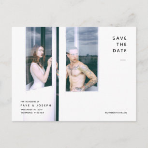 Einfaches Minimalistisches Foto Save the Date Post Ankündigungspostkarte