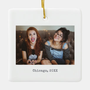 Einfaches Minimalistisches Foto Weihnachten Keramikornament