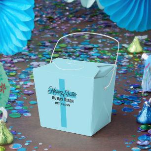 Einfaches minimalistisches Frohe Ostern hellblaues Geschenkschachtel