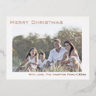 Einfaches minimalistisches Frohe Weihnachten Foto Folien Feiertagspostkarte