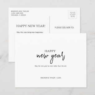 Einfaches Minimalistisches Glück im neuen Jahr Feiertagspostkarte