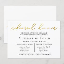 Einfaches Minimalistisches Gold Foil Probe Dinner Einladung