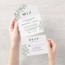 Einfaches Minimalistisches Grün-Monogramm-Hochzeit