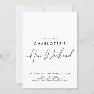 Einfaches Minimalistisches Hennenwochenende mit Re Einladung