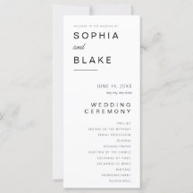 Einfaches Minimalistisches Hochzeitsprogramm