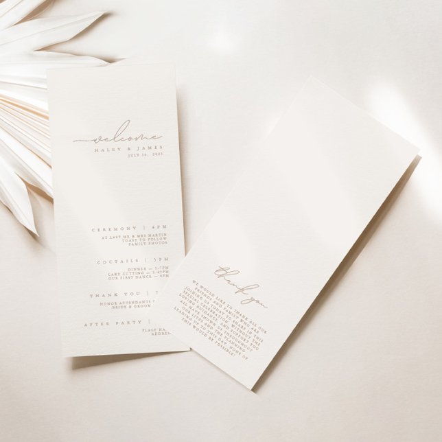 Einfaches Minimalistisches Hochzeitsprogramm für E Menükarte (Von Creator hochgeladen)