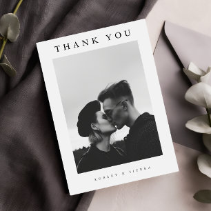 Einfaches Minimalistisches Hochzeitsszenario-Foto Dankeskarte