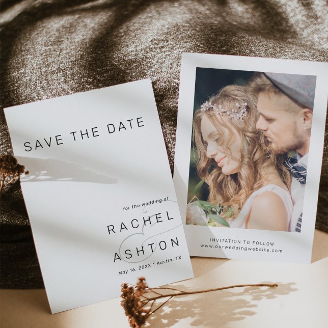 Einfaches Minimalistisches Hochzeitsszenario-Foto Save The Date (Von Creator hochgeladen)