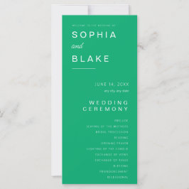 Einfaches Minimalistisches Jade Green Wedding Prog