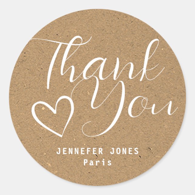 Einfaches Minimalistisches Kraft-Papier-Kalligrafi Runder Aufkleber (Vorderseite)