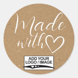 Einfaches Minimalistisches Kraftpapier mit Logo fü Runder Aufkleber