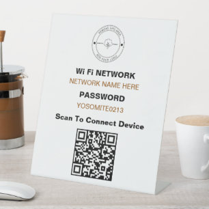 Einfaches minimalistisches Logo QR-Code-Wifi-Detai Sockelschild
